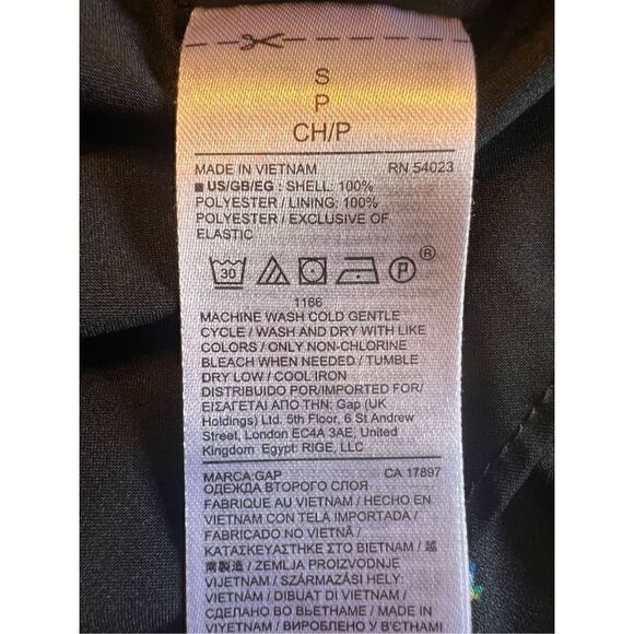 Gap small black dainty delicate flowers elastic waist flowy sheer sleeve dress - Picture 5 of 5